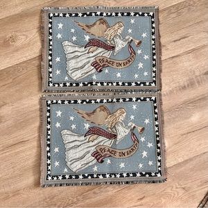 Set Of 2‎ Vintage Tapestry Christmas Angles Holiday Placemats 19”X 13.5”